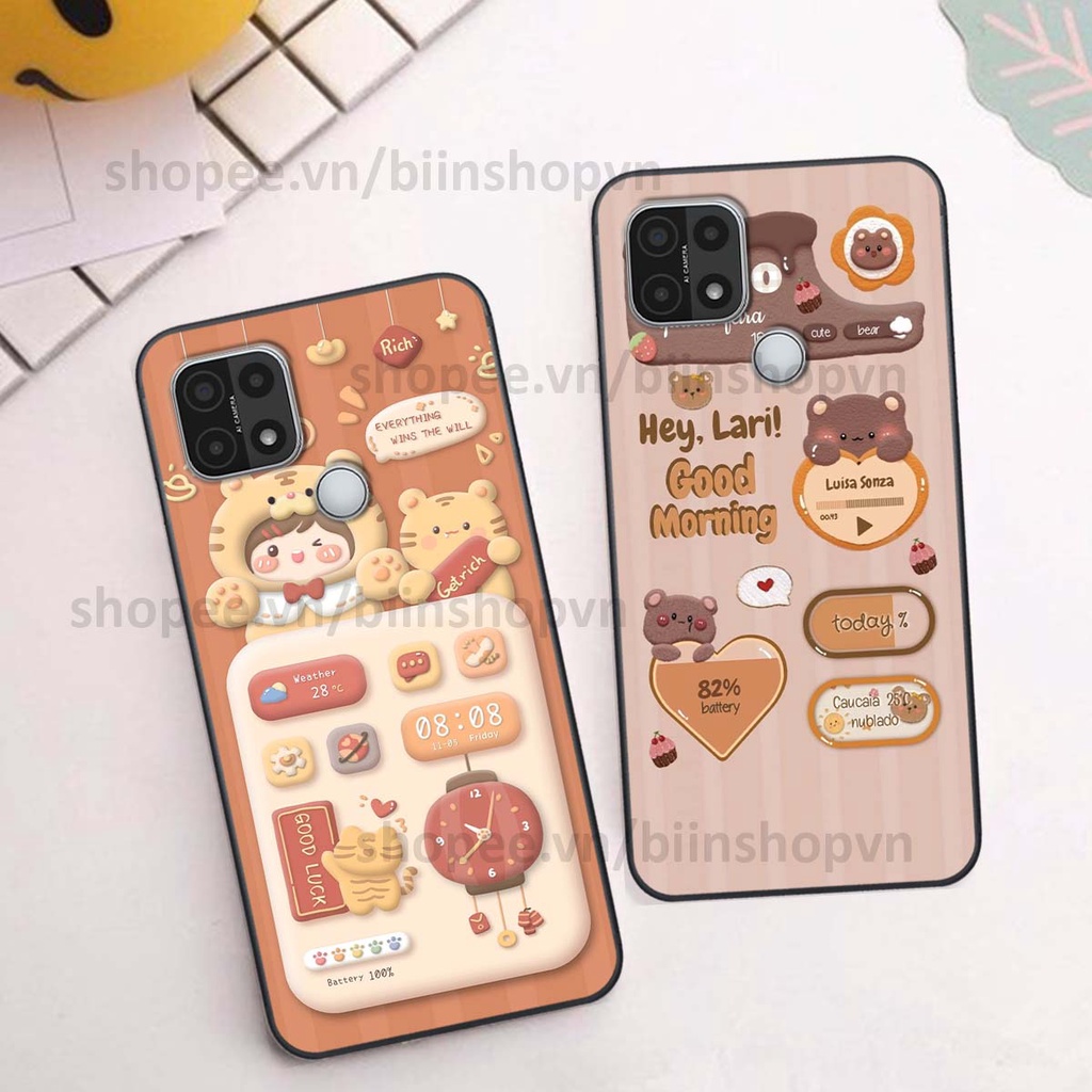Ốp Oppo A15 / A15s in 3D icon gấu nổi siêu xinh, siêu đáng yêu, cá tính phong cách