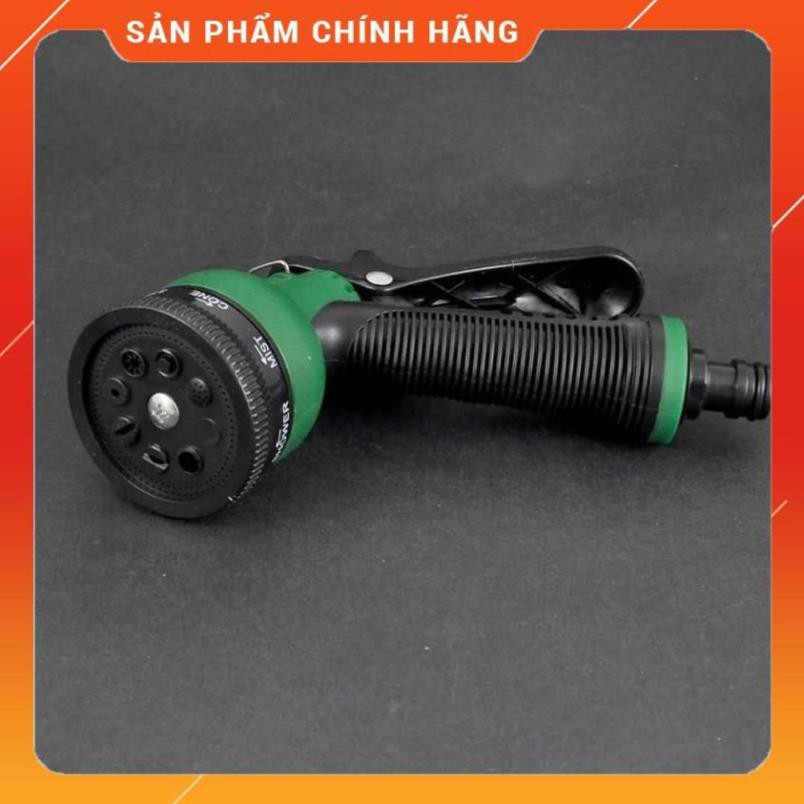 Vòi xịt rửa xe,Vòi phun nước tưới cây tăng áp thông minh 8 chế độ 815576 (cút vàng,nối xanh - dây xanh)