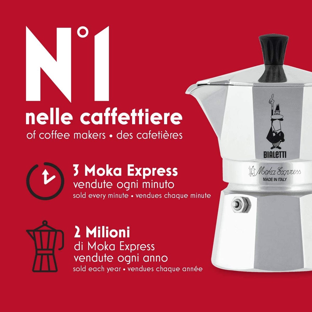 Ấm pha cà phê Bialetti Moka Express 6 tách - hàng chính hãng