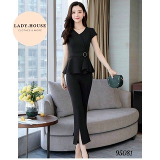Đồ bộ set đồ nữ áo và quần poly 2 da trơn dày mịn cá tính đen basic girl ngầu - 95081