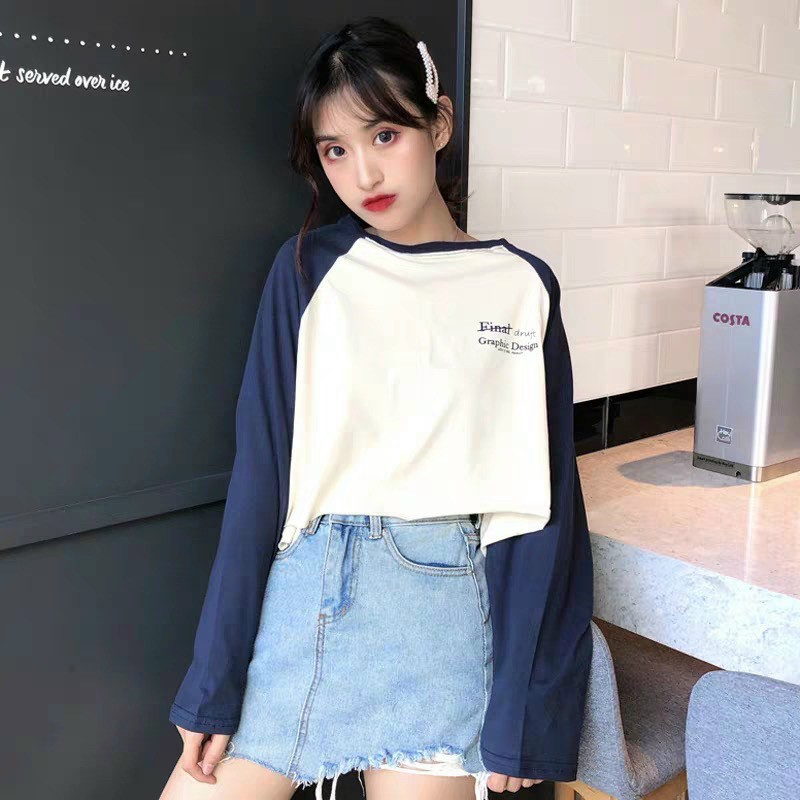 ÁO CROPTOP FOM RỘNG TAY DÀI | Áo vintage tay dài raglan By bear.story