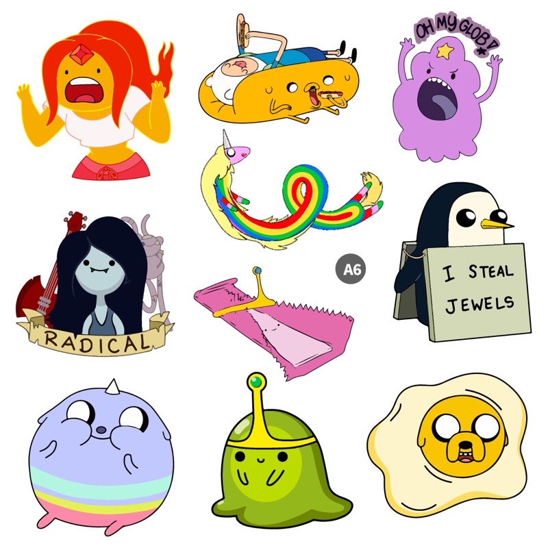 Combo 10/20/30/40/ 50 Sticker dán cao cấp HOẠT HÌNH ADVENTURE TIME siêu đẹp, dán nón, điện thoại, xe máy NT 39