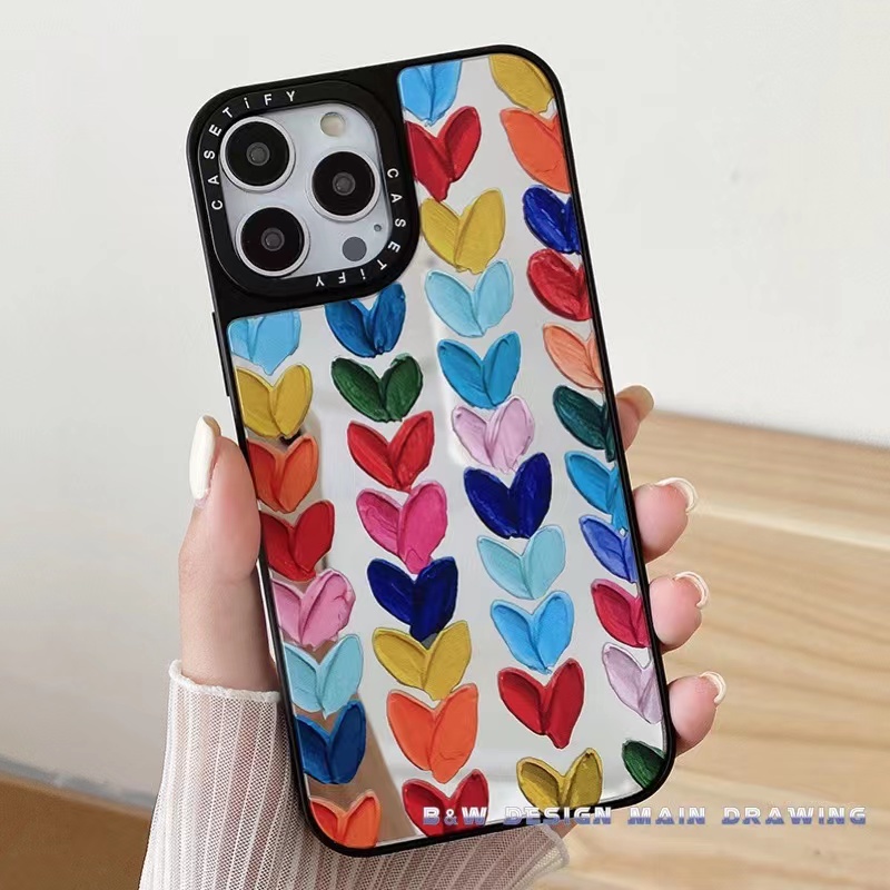 Ốp Điện Thoại Acrylic Cứng Tráng Gương Hình Trái Tim Chống Sốc Cho iPhone 13 12 11 Pro MAX XR IX XS MAX 7 8 Plus