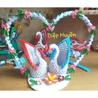 ORIGAMI 3D CẶP THIÊN NGA TRÁI TIM (QUÀ TẾT, 14/2, 8/3, 20/10, SINH NHẬT ĐỘC LẠ)
