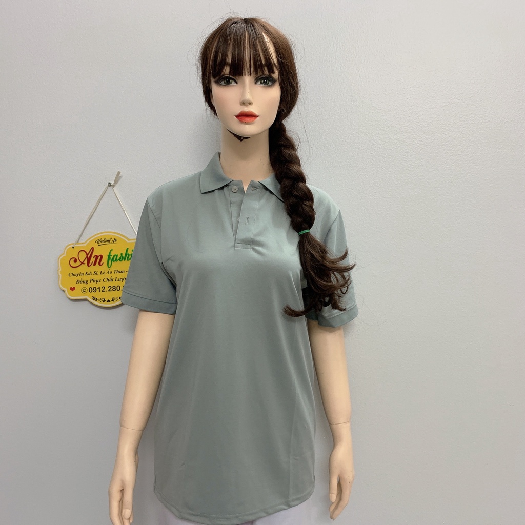 Áo polo màu xám vải poly Thái cao cấp cho nam nữ _ Hình chụp thật
