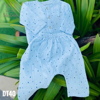 Bộ dài tay xô Wrinke họa tiết