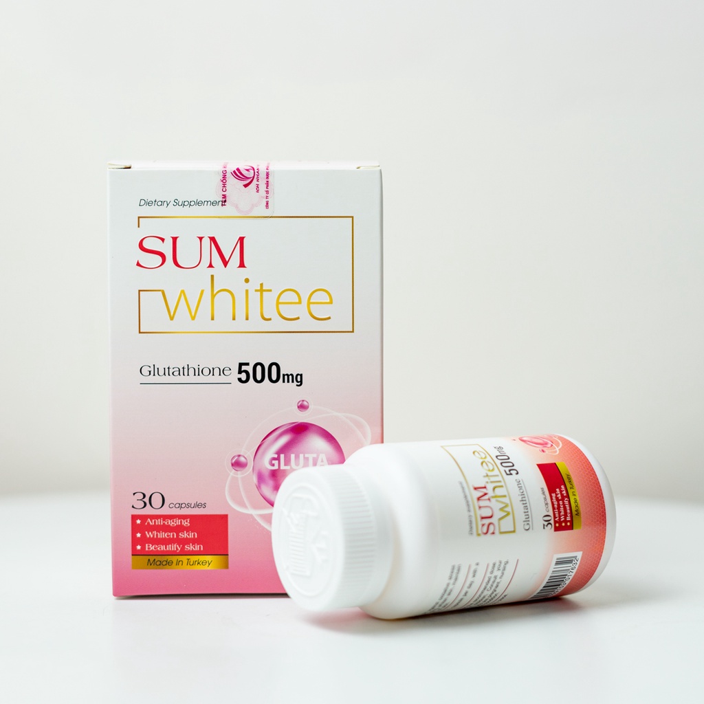 SUM WHITE - Trắng da, viên uống Glutathione 500mg Hộp 30 viên