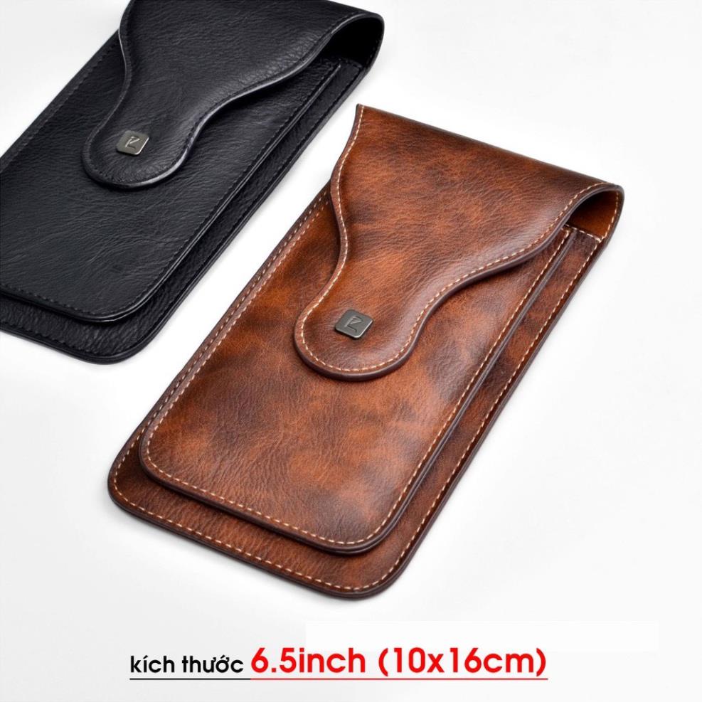 [FreeShip] Bao da đeo thắt lưng, đeo hông 2 ngăn cho tất cả các dòng điện thoại size từ 5 inch đến 6.7 inch