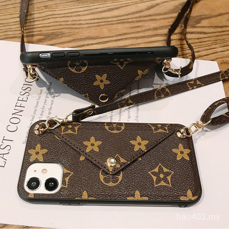 Bao Da Điện Thoại In Họa Tiết Hoa Kèm Dây Đeo Cho iphone15 14 13 12 11 pro max xs 8 plus Ốp