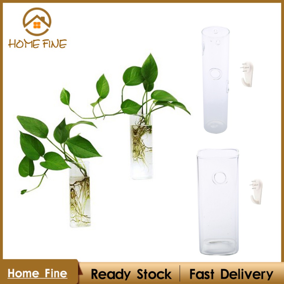 Chậu Hoa Thủy Tinh Hình Vuông 25cm Treo Trang Trí Nhà Cửa