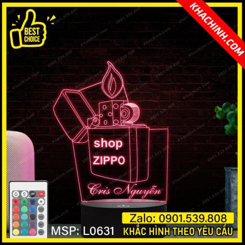 Đèn khắc hình Zippo  theo yêu cầu L0631-6 Đèn khắc Logo Doanh nghiệp
