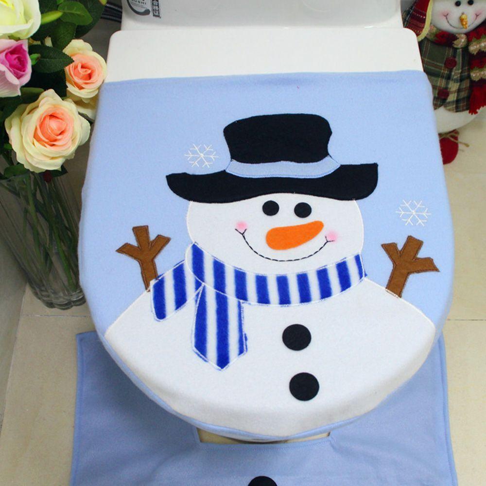 Vỏ Bọc Bệ Ngồi Toilet Họa Tiết Giáng Sinh Màu Xanh Dương