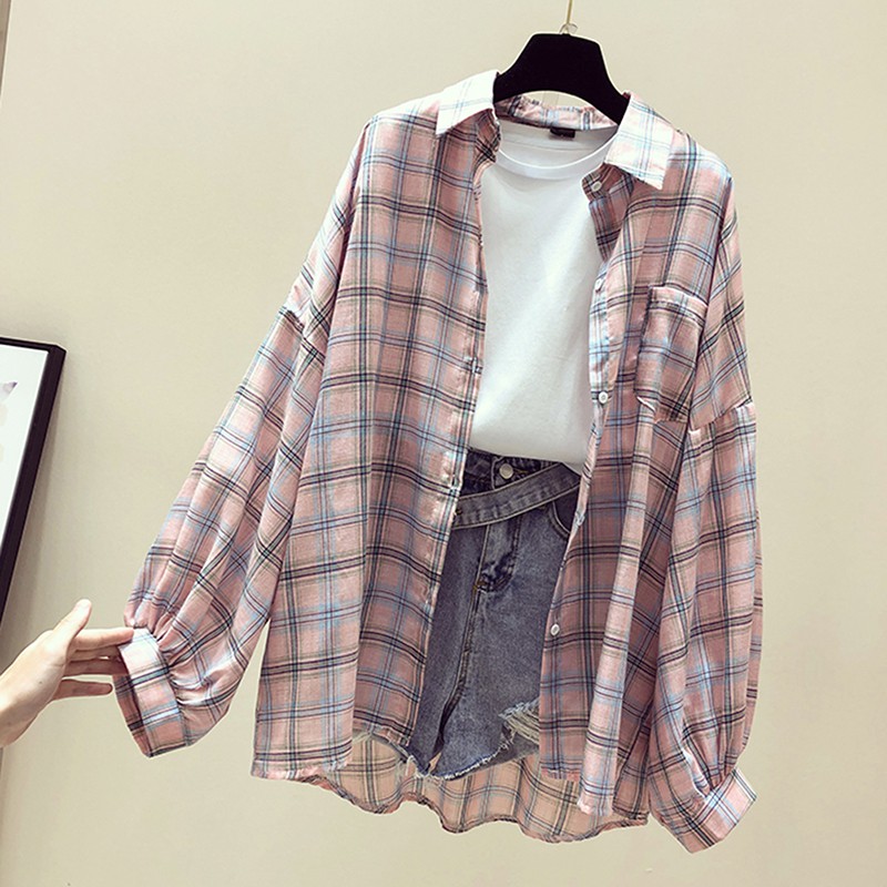 Áo Sơ Mi Khoác Ngoài Họa Tiết Ca Rô Thời Trang Dành Cho Nữ