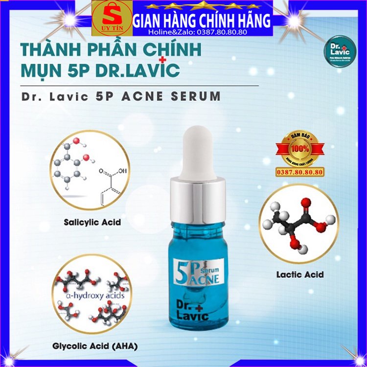 Tinh chất serum chấm mụn thâm trắng da tốt 5P dr.lavic 5k step 2 cho da dầu mụn khô nhạy cảm mụn đầu đen ẩn viêm nam nữ