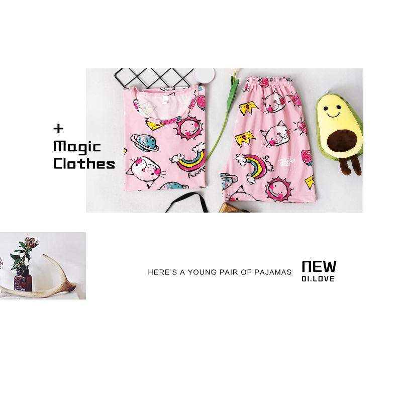 xiaohan korea design short sleeve sleepwear sleeping wear female loose round neck summer nightwear set women pajama | BigBuy360 - bigbuy360.vn