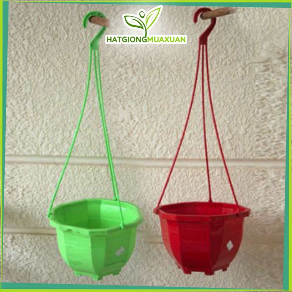 Bán buôn Chậu nhựa treo đường kính 20-22cm ( màu đỏ ) bao đẹp