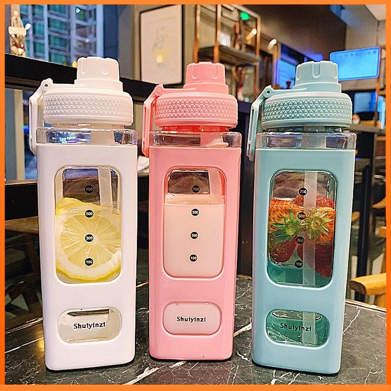 Bình Nước Nhựa Hình Vuông Chịu Nhiệt Độ Cao 900ml