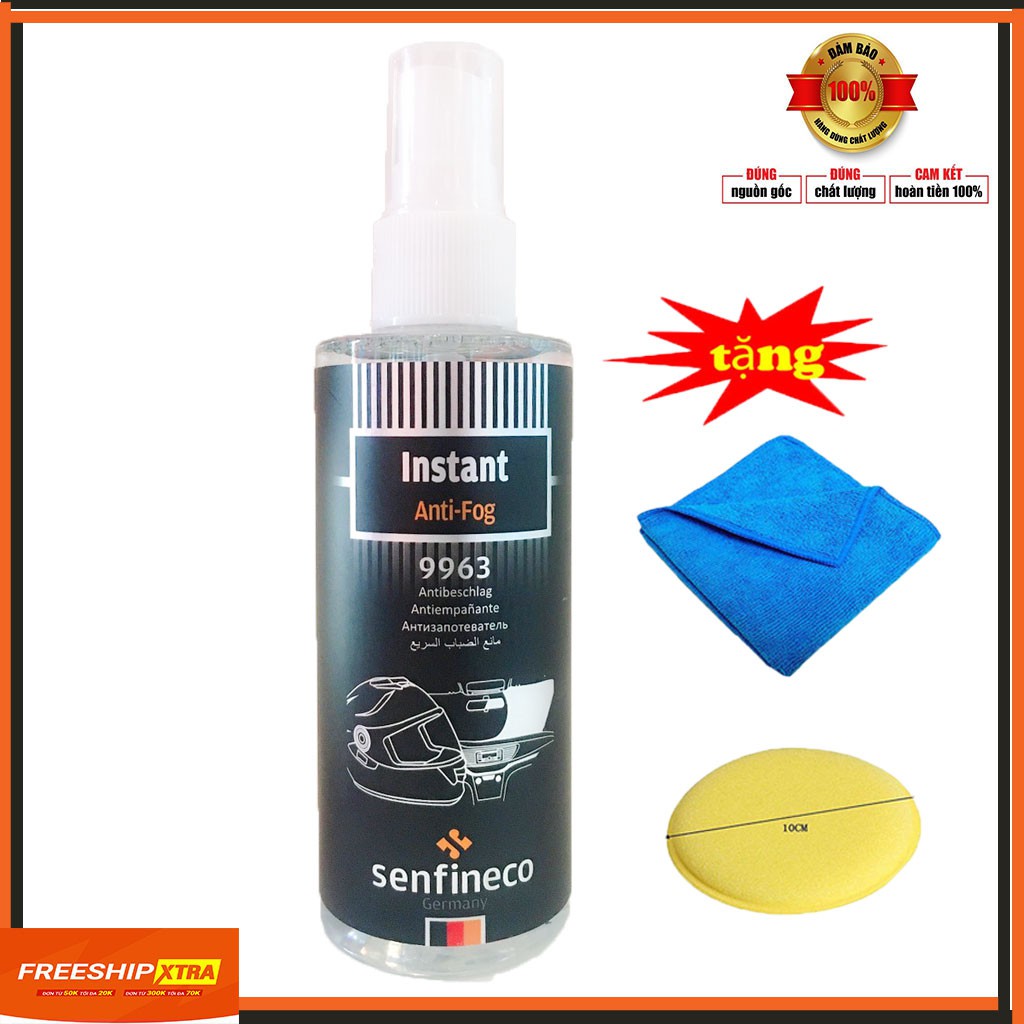 Chai Xịt chống đọng hơi nước, sương mù hơi thở trên kính Senfineco Instant Anti-Fog 9963 - 100ml Tặng Khăn Mút
