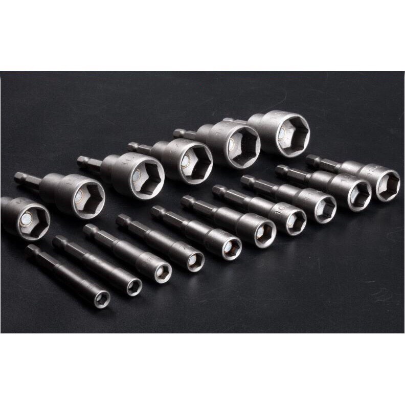 Đầu chụp,đầu bắn bu lông đủ cỡ từ 5mm đến 19mm có nam châm hút . Dài 65mm