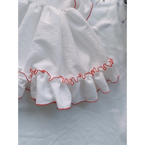 Váy trắng bèo nhún tiểu thư cho bé gái 5-16kg
