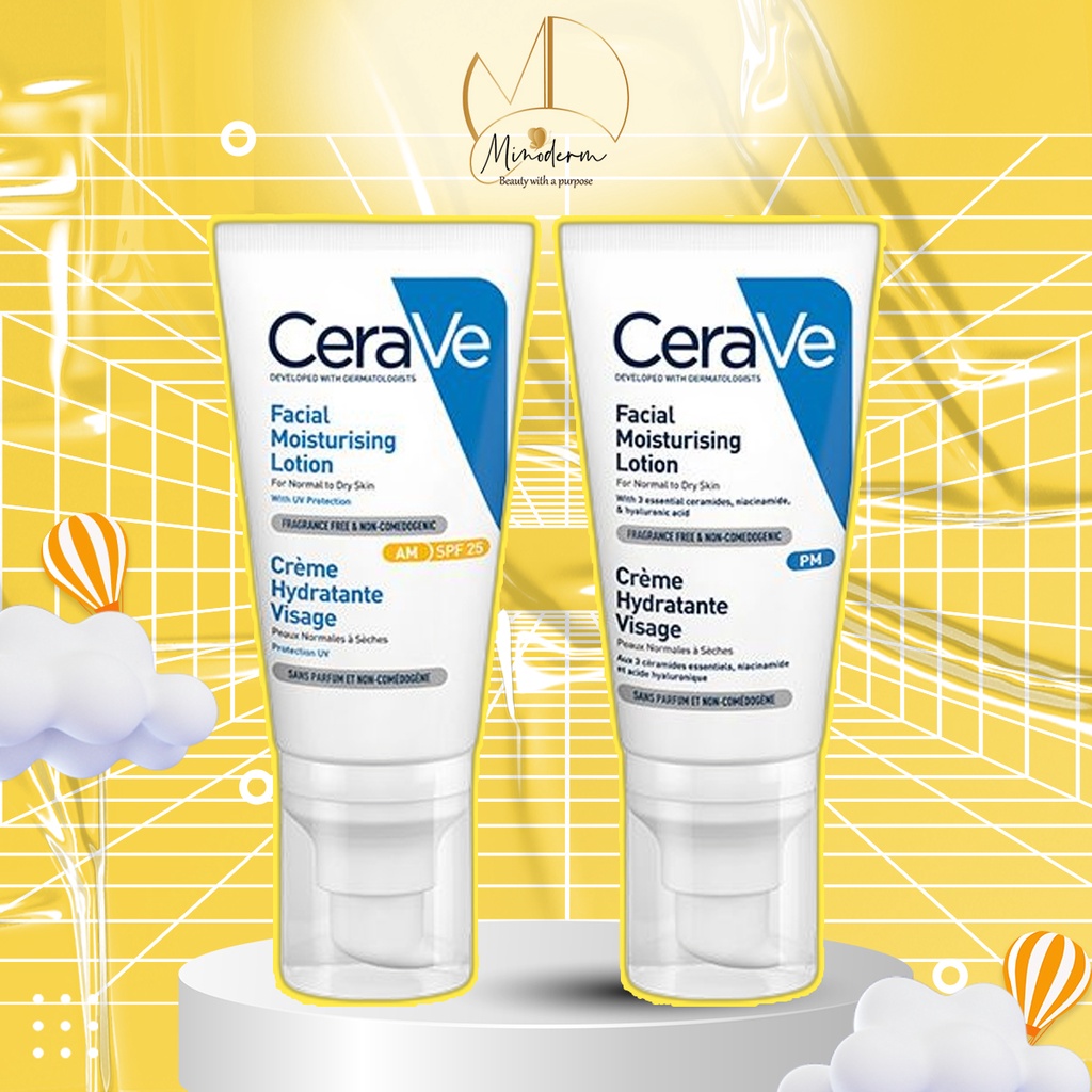 Sữa dưỡng ẩm chuyên biệt CERAVE AM, PM FACIAL MOISTURISING LOTION ban ngày và ban đêm 52ml