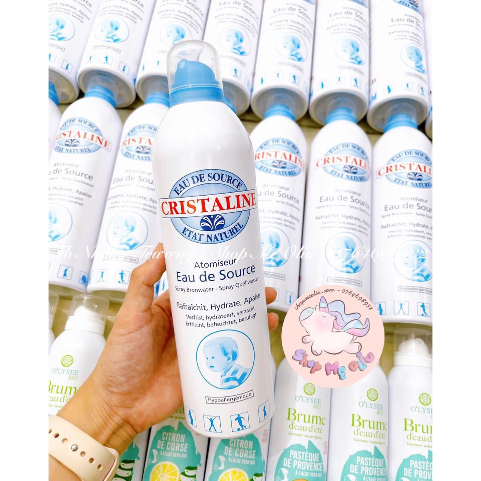 [HÀNG PHÁP] Xịt khoáng cấp ẩm Cristaline dùng cho bé sơ sinh, mẹ bầu, mọi lứa tuổi 400ml date 07/2023