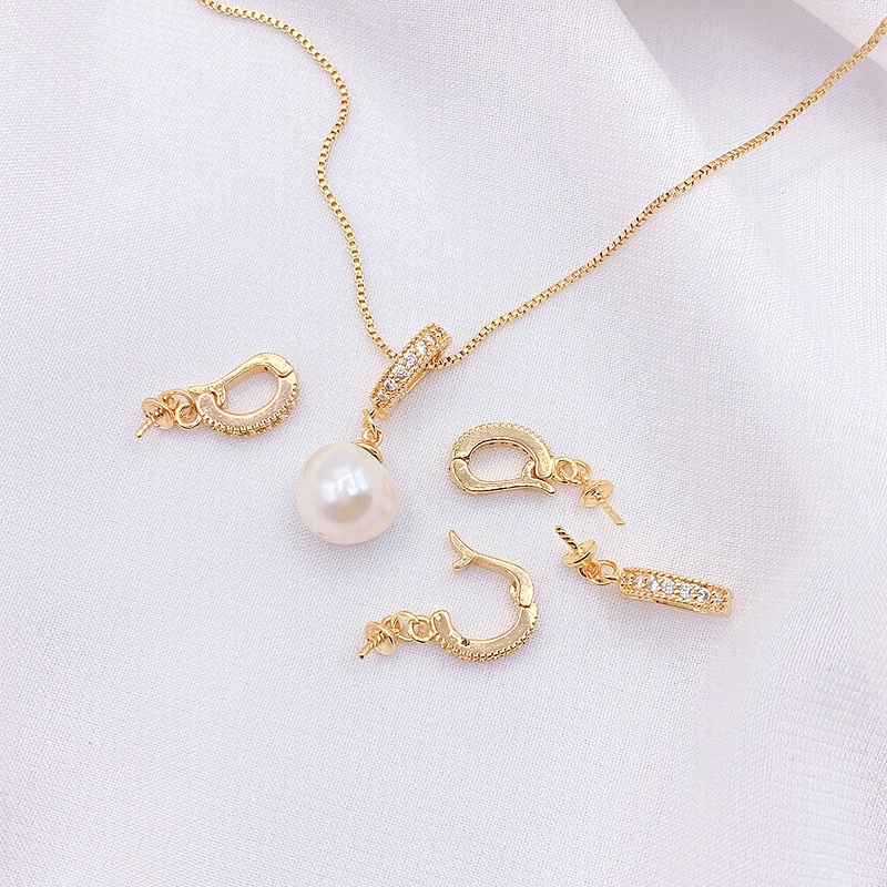 Mặt Dây Chuyền/ Vòng Tay/ Vòng Cổ Bằng Đồng 18K diy Đính Ngọc Trai Giả Duyên Dáng