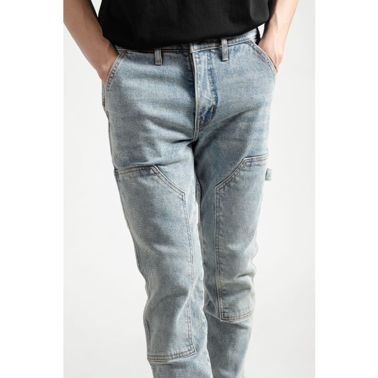 OWL BRAND® DOUBLE KNEE SKINNY JEANS - Quần jeans dài may đắp dáng ôm / Xanh dirty - OWL191021