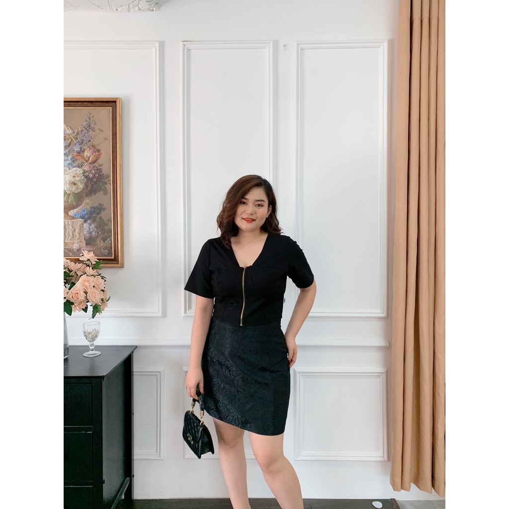 Áo croptop cắt cúp khóa dọc BIGSIZE (55kg đến 95kg) - 21SSM26 - [BUstu Bigsize]