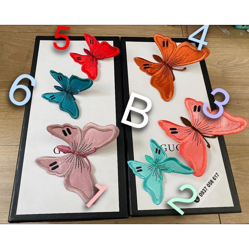 BƯỚM THÊU TRANG TRÍ ( may hoặc ủi (dán chân keo ) )