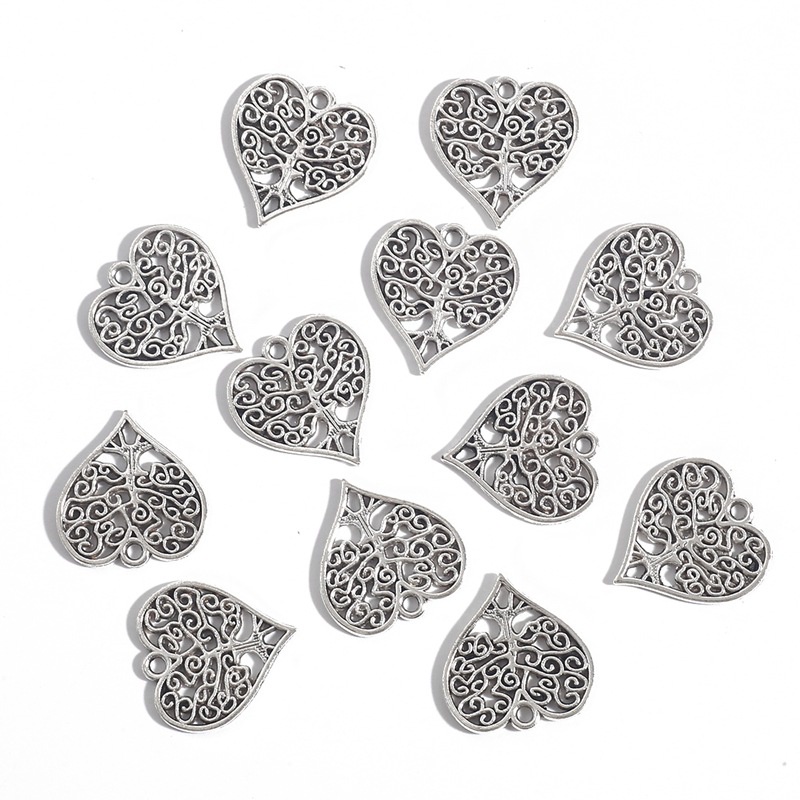 Set 10 Mặt Dây Chuyền Hợp Kim Hình Trái Tim Xinh Xắn