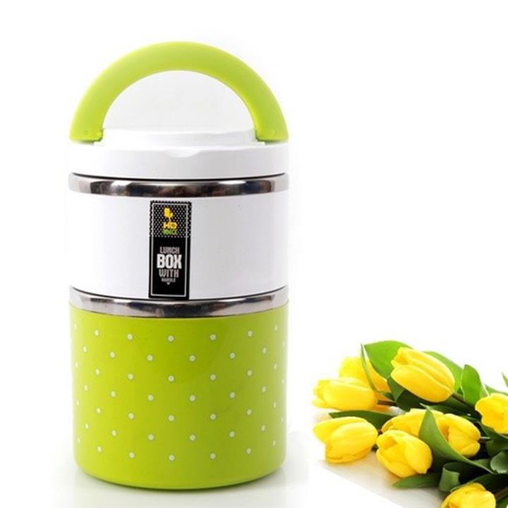 Hộp đựng cơm giữ nhiệt 2 ngăn 950ml inox-Cà mên-Camen giu nhiet  Cap long, Hộp đựng cơm bằng Inox