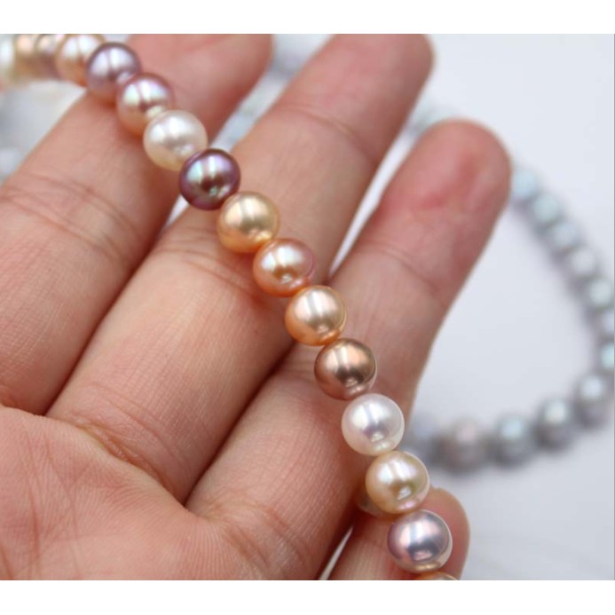 Chuỗi đeo cổ mix 4 màu 7-8mm độ sáng 3A