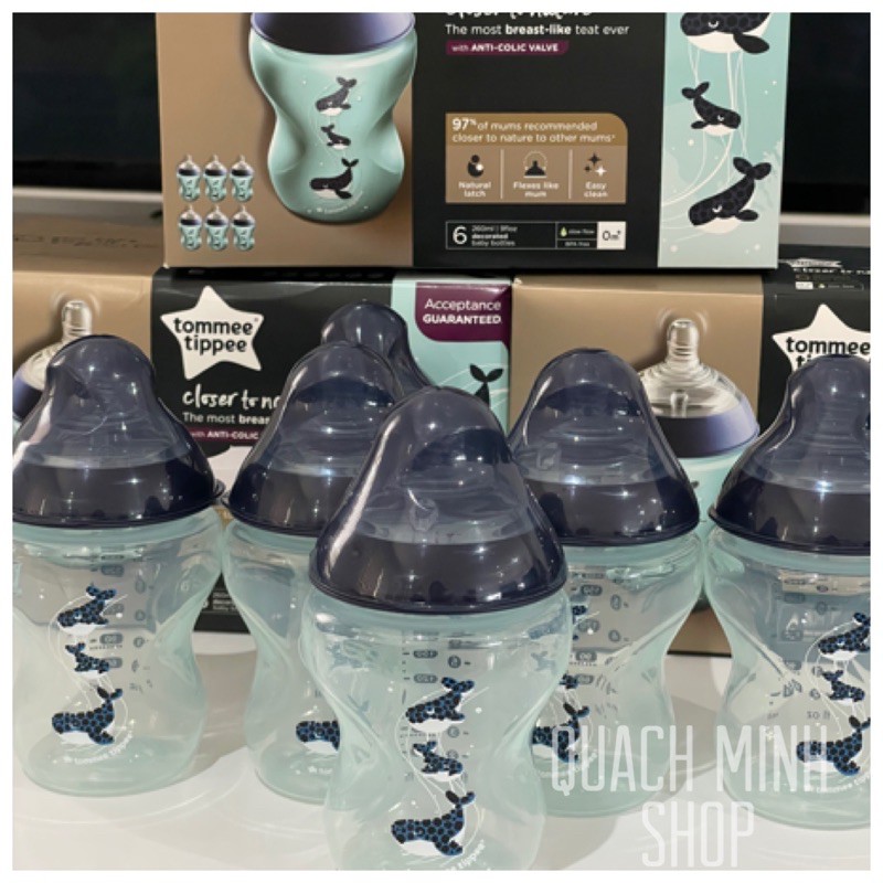 Bình sữa Tommee Tippee Closer to Nature 260ml - đủ màu - hàng Úc