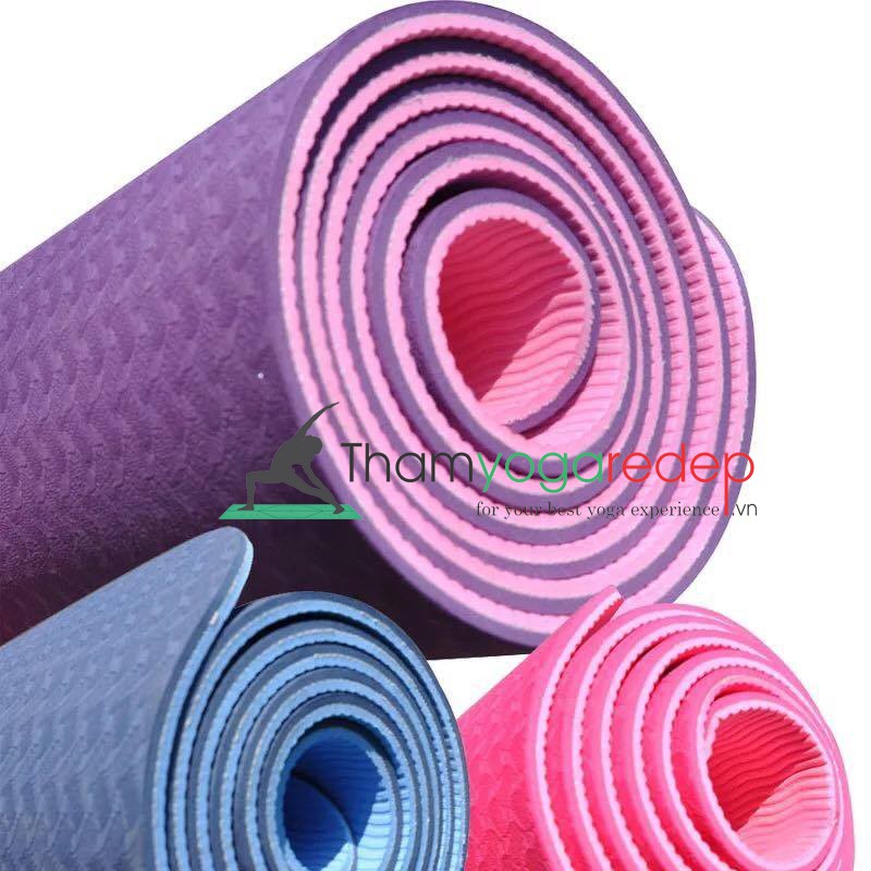 [❤️FREESHIP❤️] Thảm tập Yoga,Gym 2 lớp TPE dày 6mm chống trơn trượt và không thấm mồ hôi.[Hàng mới 2021⚡]