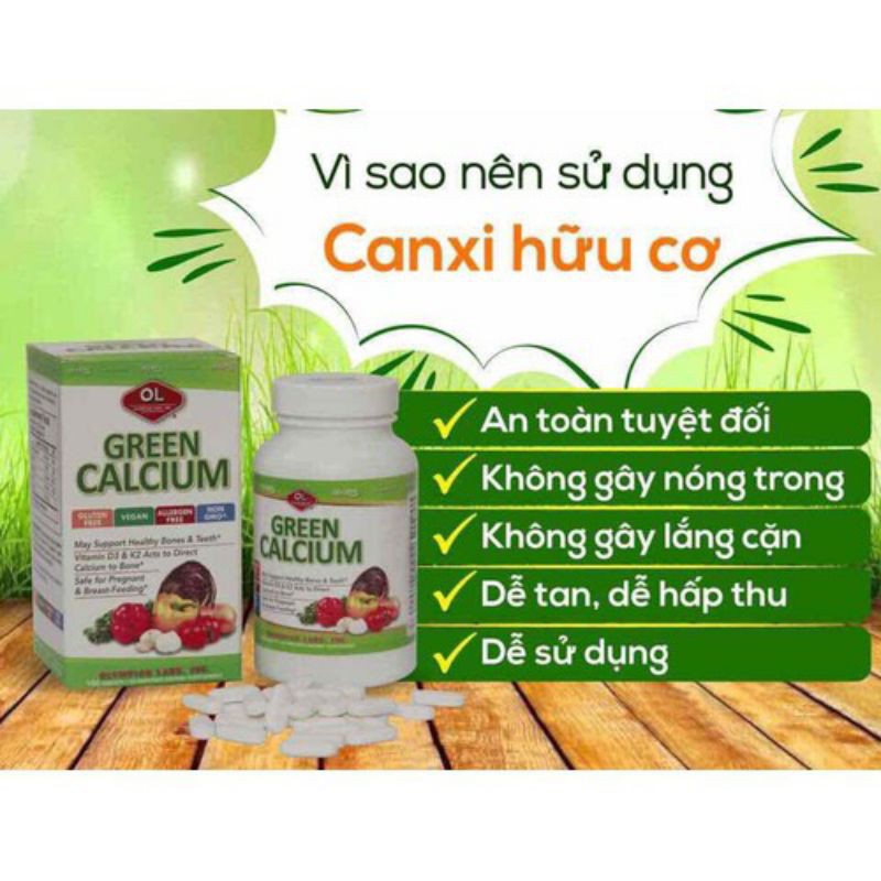Green Calcium - bổ sung canxi hữu cơ cho cơ thể (Lọ 100 Viên)