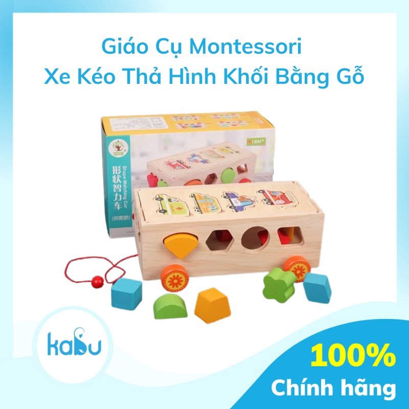 KABU - Đồ Chơi Xe Thả Hình Khối Bằng Gỗ, Giáo Cụ Montessori Shape Matching Car Giúp Bé Phát Triển Tư Duy
