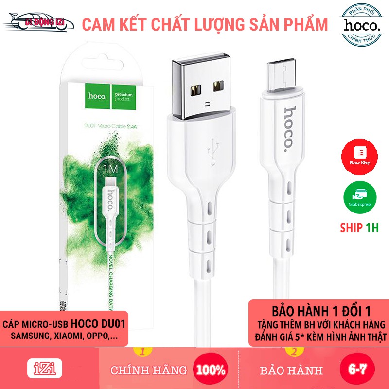 Cáp Sạc Nhanh Micro-USB Hoco DU01 Cho Android, Samsung, Xiaomi, Sony, Oppo,... [CHÍNH HÃNG]