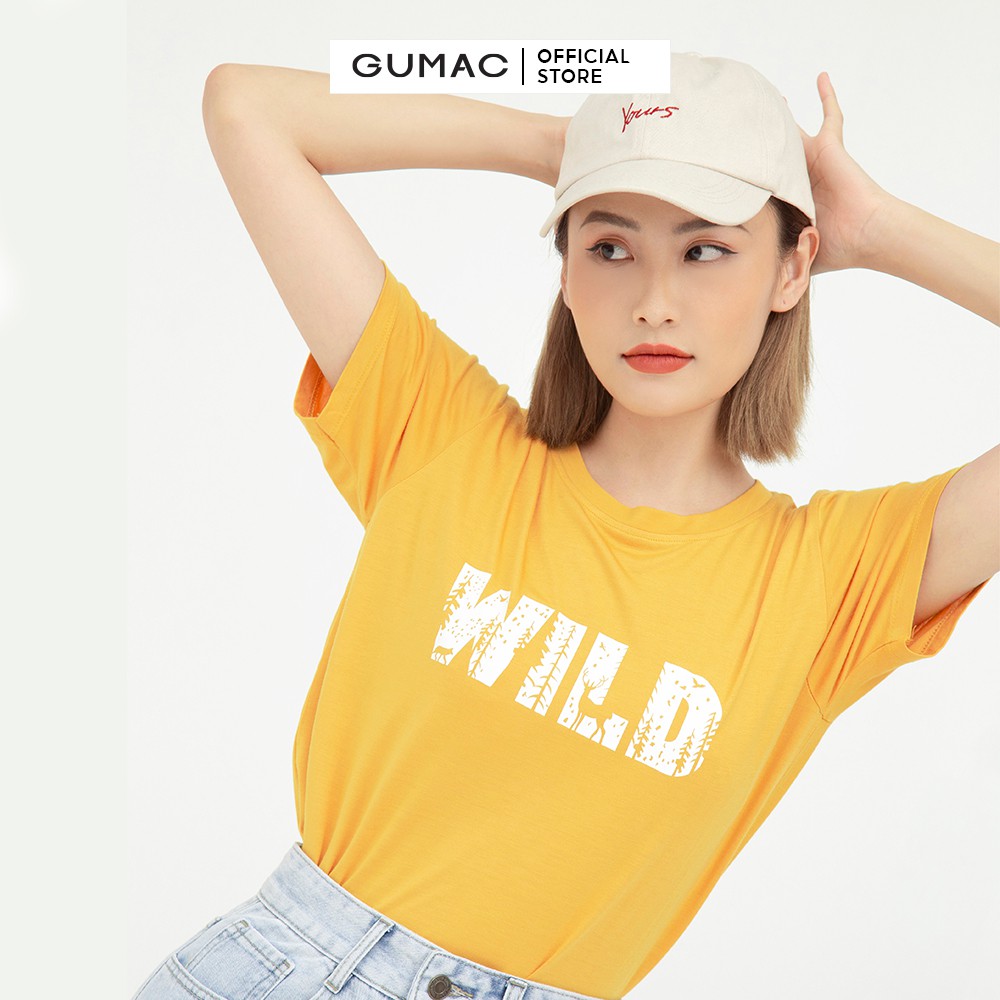 Áo thun nữ in chữ from basic tay ngắn cá tính GUMAC ATB518