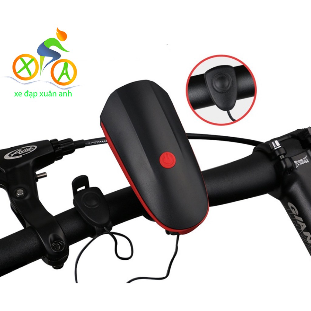 [Siêu Rẻ- Free Ship] Đèn xe đạp thể thao có còi chống nước sạc USB