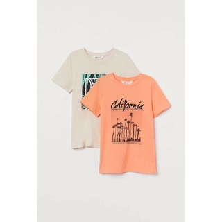 (H&M Auth) Set 2 Áo Thun Nam Bé Trai Lớn Cổ Tròn Tay Ngắn - Áo Phông Cotton Nam Thời Trang Xuân Hè Thu Trangnauth F126