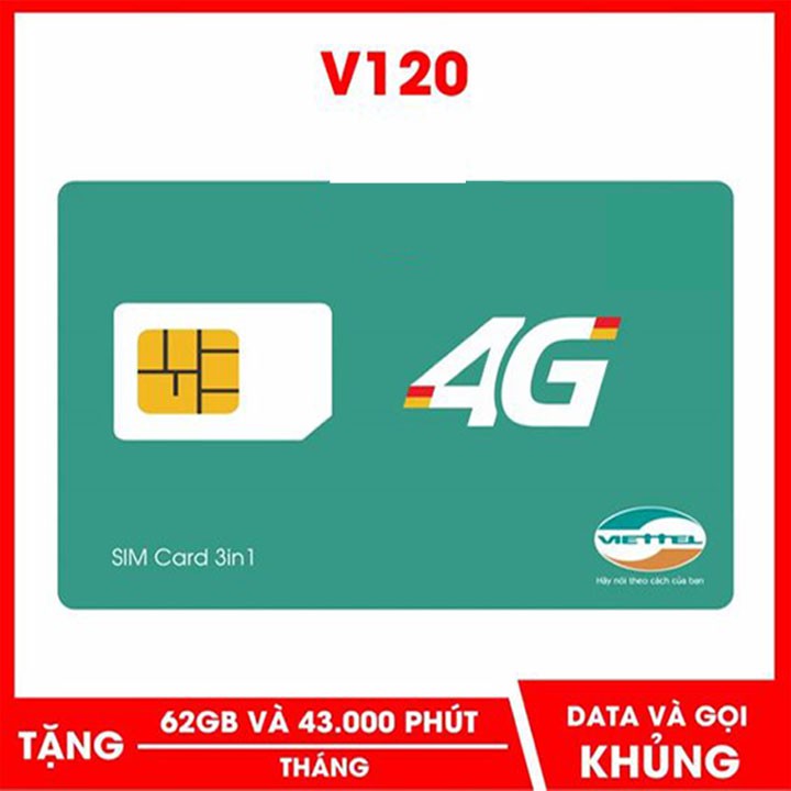 [FREE GIÁ RẺ] SIM Viettel V120 Tặng 2GB/Ngày 60GB/tháng vào mạng, miễn phí nội mạng, 50p ngoại mạng (SIM DATA, SIM MẠNG)