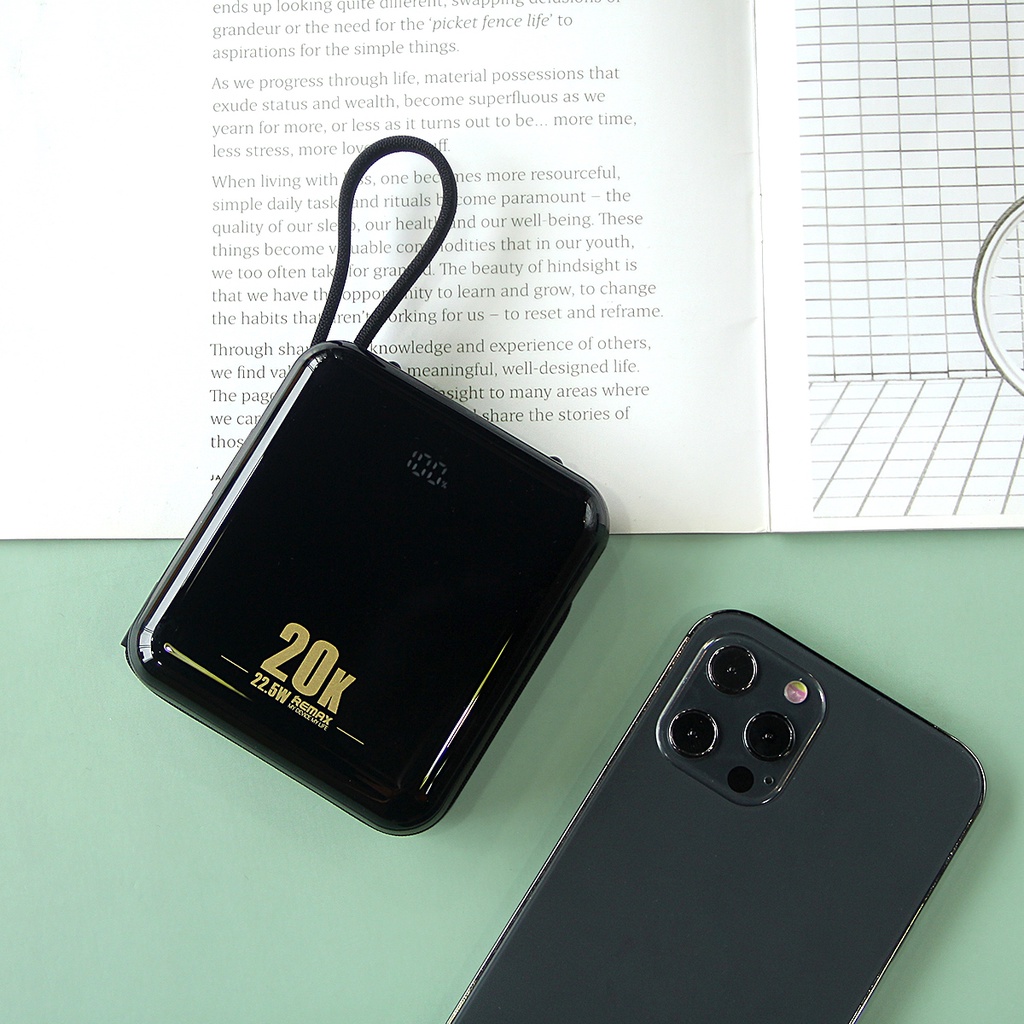 Pin Sạc Dự Phòng Đa Năng 20000mAh Sạc nhanh 22.5W Tích Hợp Cáp Sạc Và Đèn Led- Remax Việt Nam RPP-51- Bảo Hành 12 Tháng