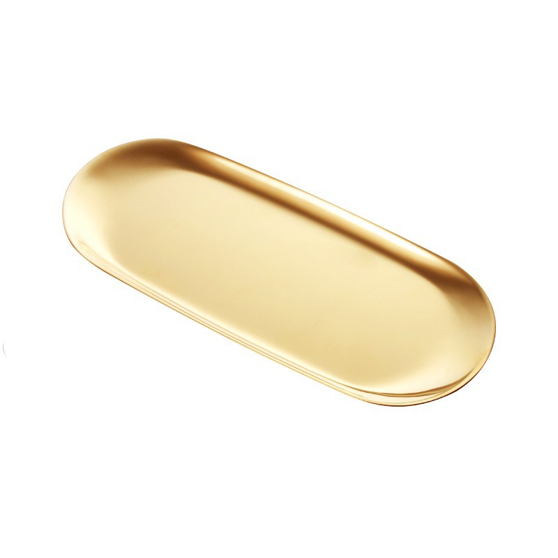 Đĩa Inox Hình oval Màu Vàng / Bạc Phong Cách Bắc Âu Đơn Giản