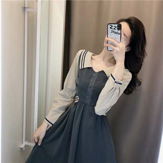 Váy tiểu thư có dây thắt nơ eo