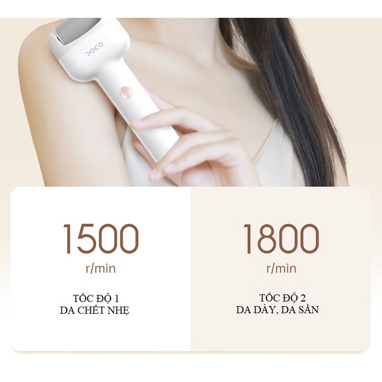 Máy chà gót chân Doco F002 chống nước IPX6 2 chế độ mài chuyên dụng