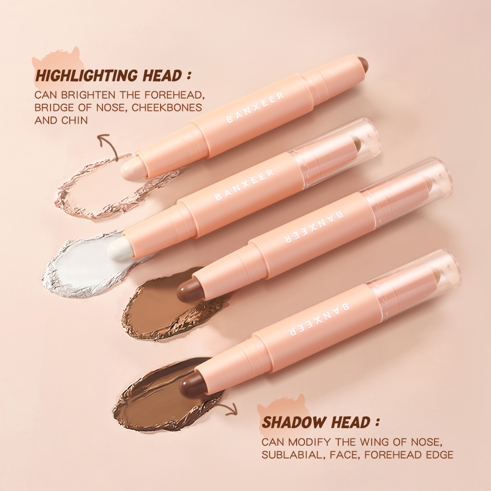 Bút tạo khối 2 trong 1 BANXEER 3D Hai Đầu Chống Thấm Nước Trang Điểm Tự Nhiên Contour & Highlight 4g