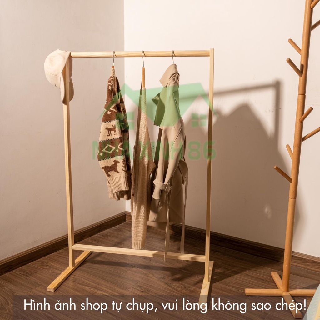 Kệ Treo Quần Áo Gỗ Thanh Đơn Gỗ Thông 1997store_vn – Thanh Đơn Treo Quần Áo - Kích Thước 120x76x34cm – BH 1 năm