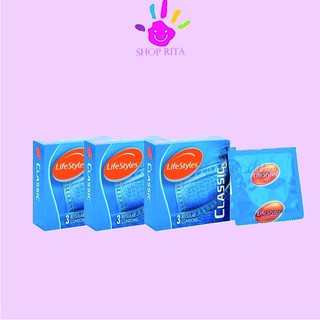 [bcs sỉ]Bộ 3 hộp bao cao su LifeStyles Classic thiết kế ôm sát cao cấp 3 bao