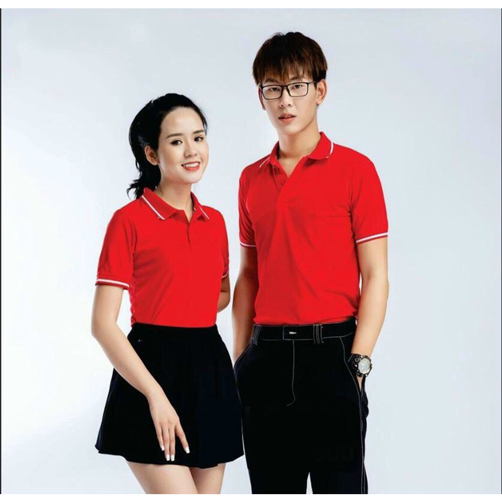 Áo thun nam nữ cổ trụ chất liệu mè thể thao Vải dày mịn Hàn Quốc